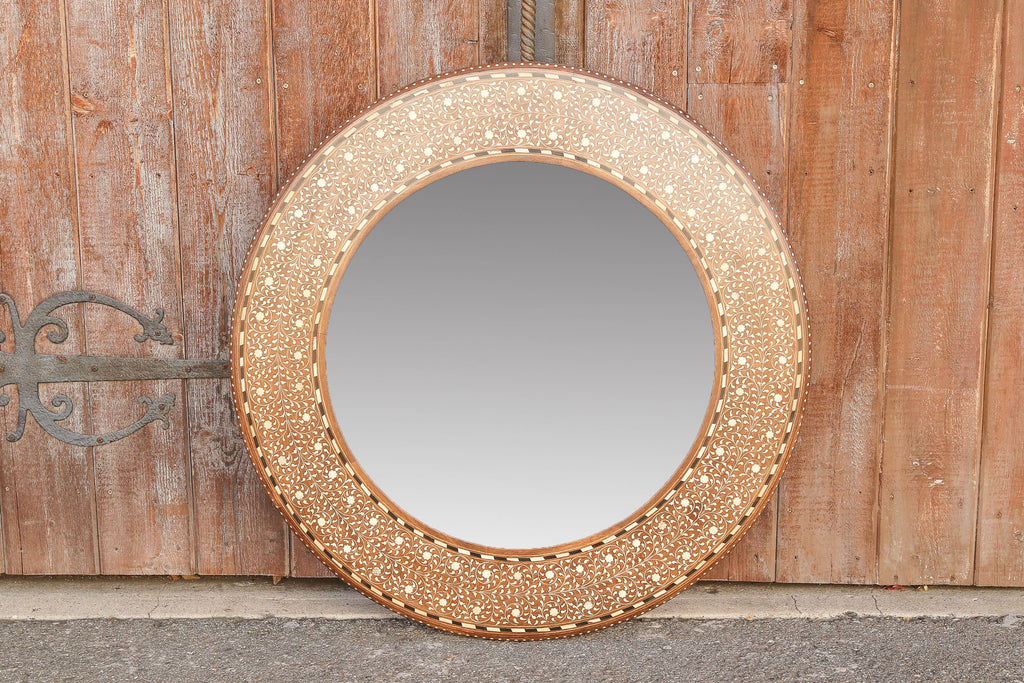Zellige Round Bone Inlay Mirror