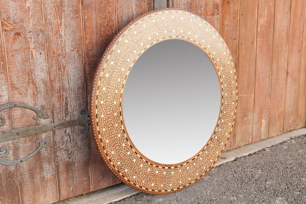 Zellige Round Bone Inlay Mirror