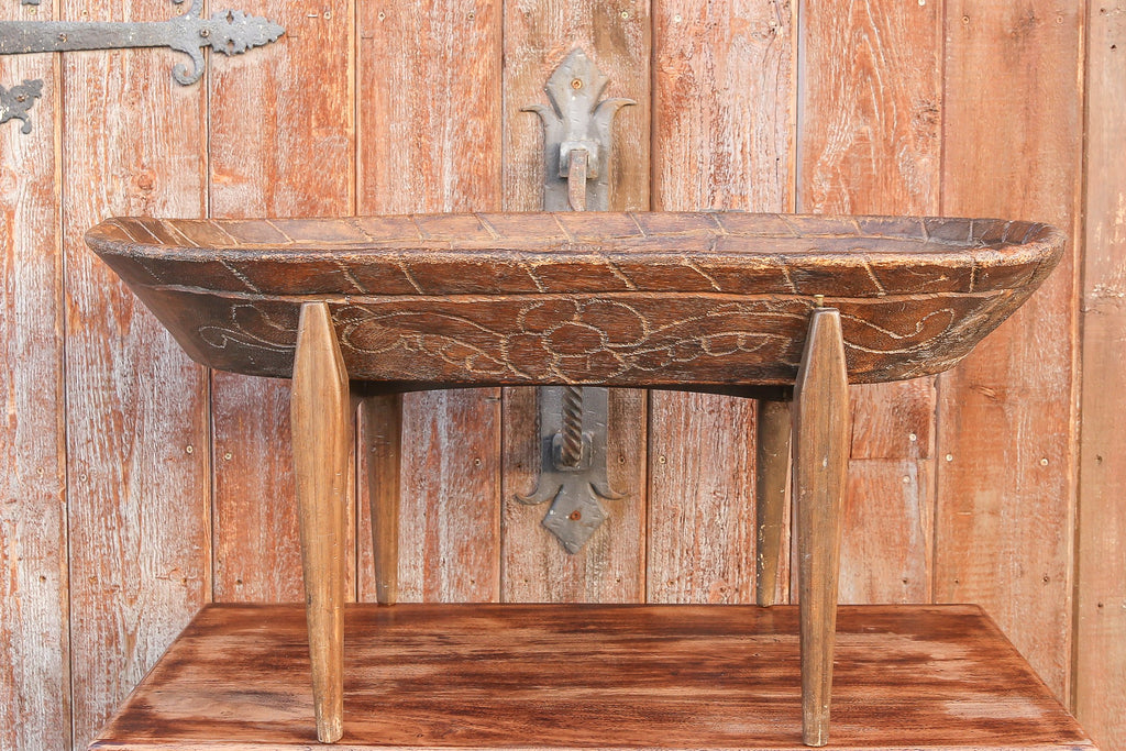 Antique Carved Bread Bowl Table