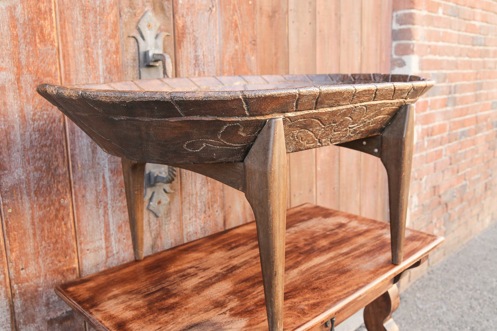 Antique Carved Bread Bowl Table