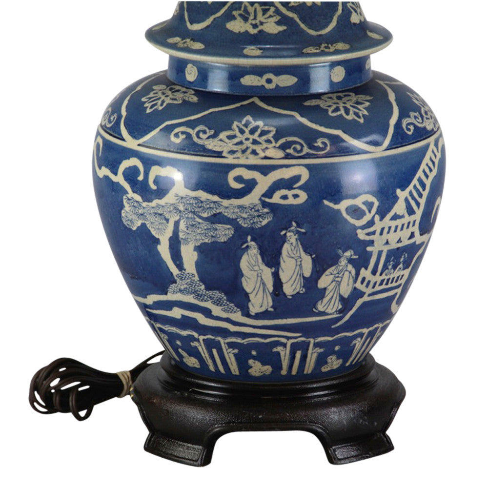 Blue & White Japanese Lamp