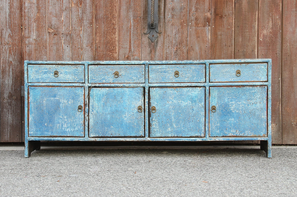 Qing Style Powdered Blue Low Credenza