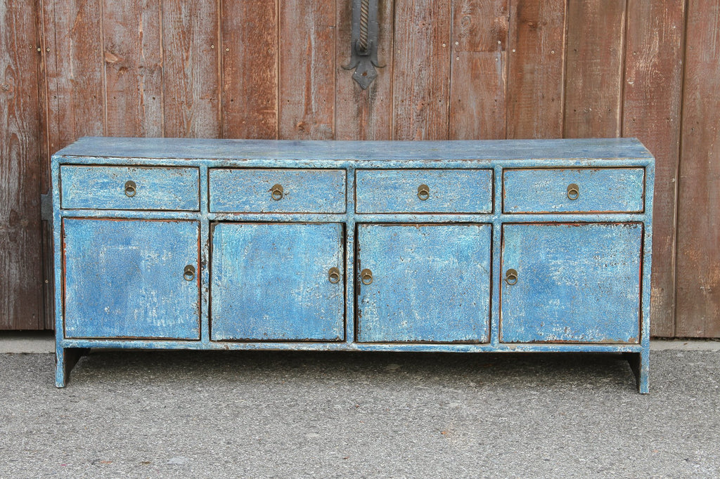 Qing Style Powdered Blue Low Credenza
