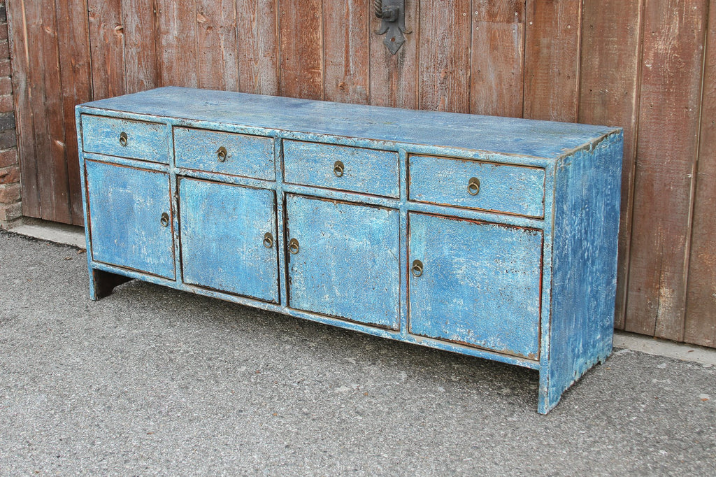 Qing Style Powdered Blue Low Credenza