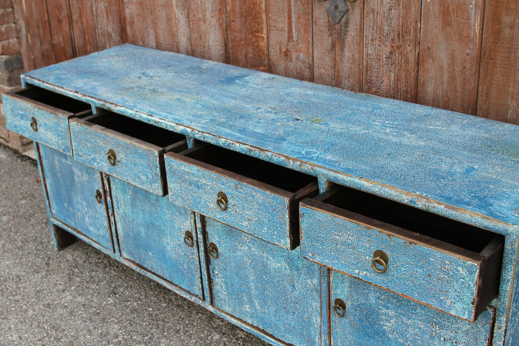 Qing Style Powdered Blue Low Credenza