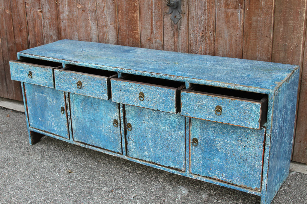 Qing Style Powdered Blue Low Credenza