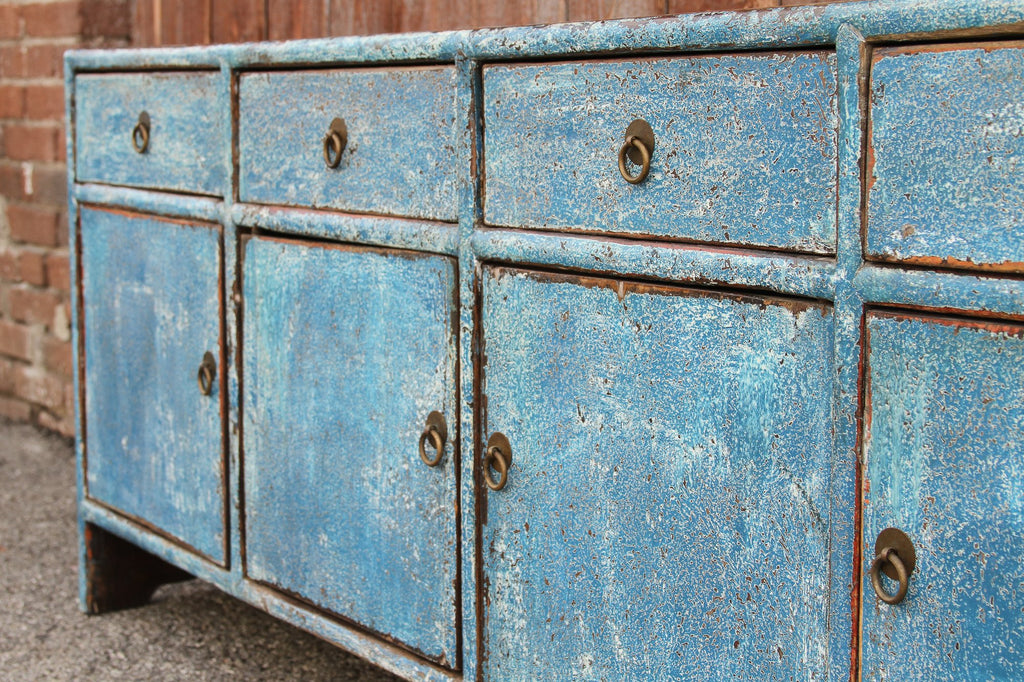 Qing Style Powdered Blue Low Credenza