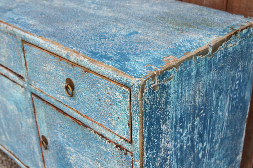 Qing Style Powdered Blue Low Credenza
