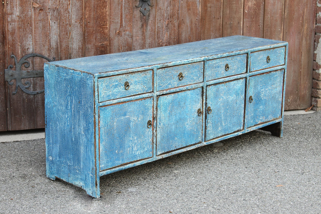 Qing Style Powdered Blue Low Credenza