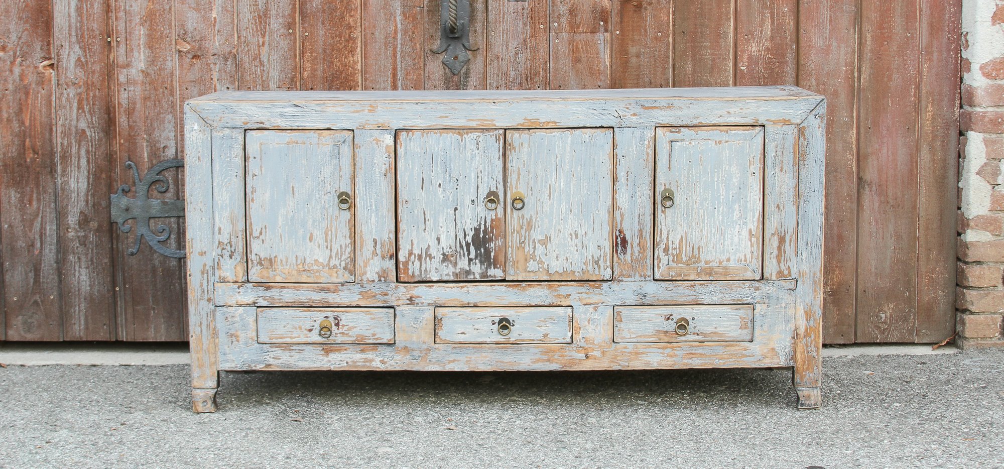 Distressed Gray Tang Empire Credenza