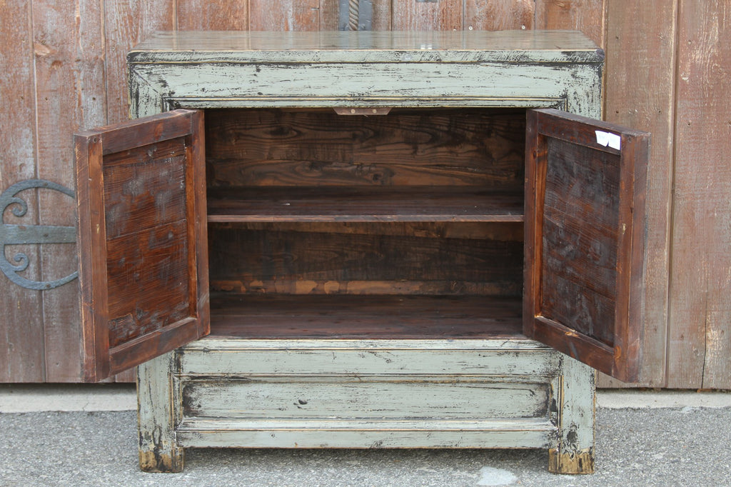 Lacquered Slate Tansu Floral Cabinet