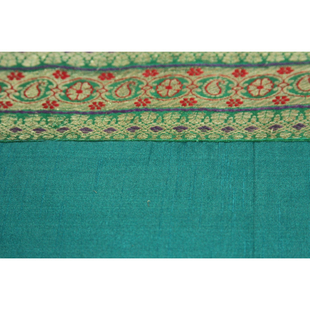Floral Paisley Bordered Verde Heritage Silk Runner
