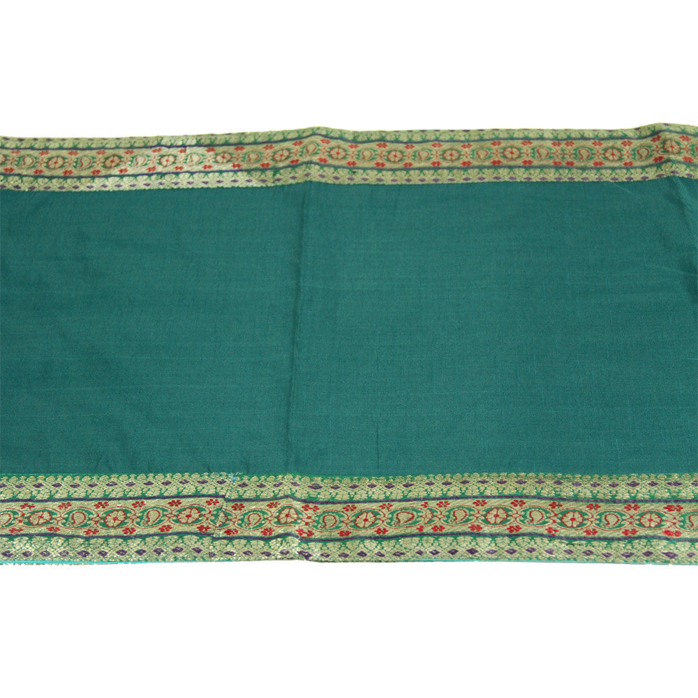 Floral Paisley Bordered Verde Heritage Silk Runner