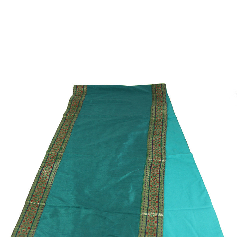 Floral Paisley Bordered Verde Heritage Silk Runner