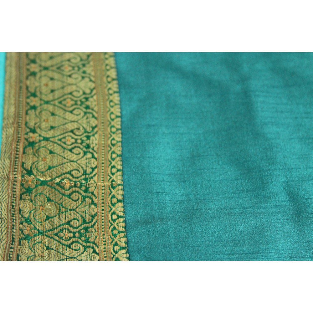 Golden Bordered Verde Heritage Silk Runner