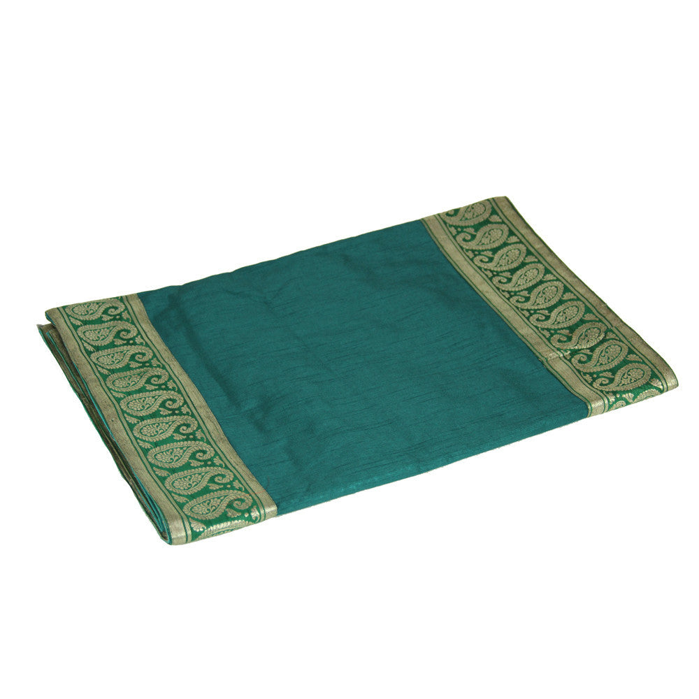 Golden Paisley Bordered Verde Heritage Silk Runner