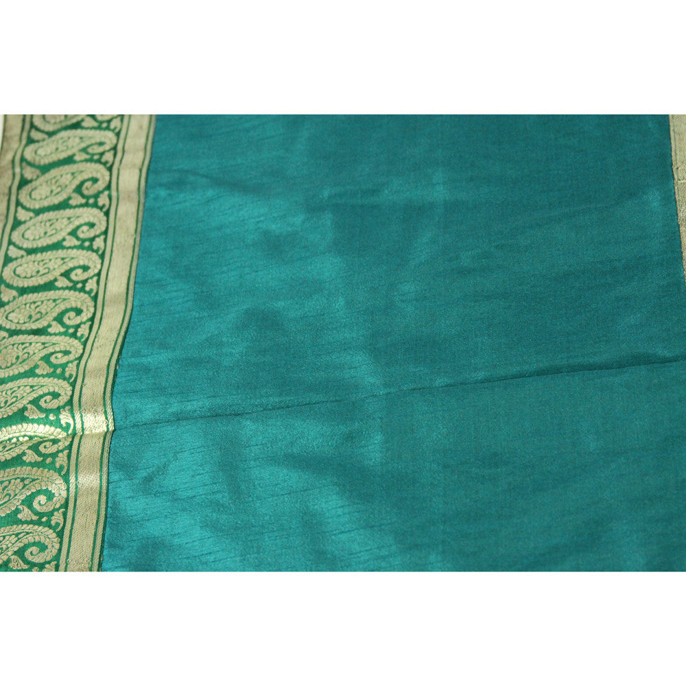 Golden Paisley Bordered Verde Heritage Silk Runner