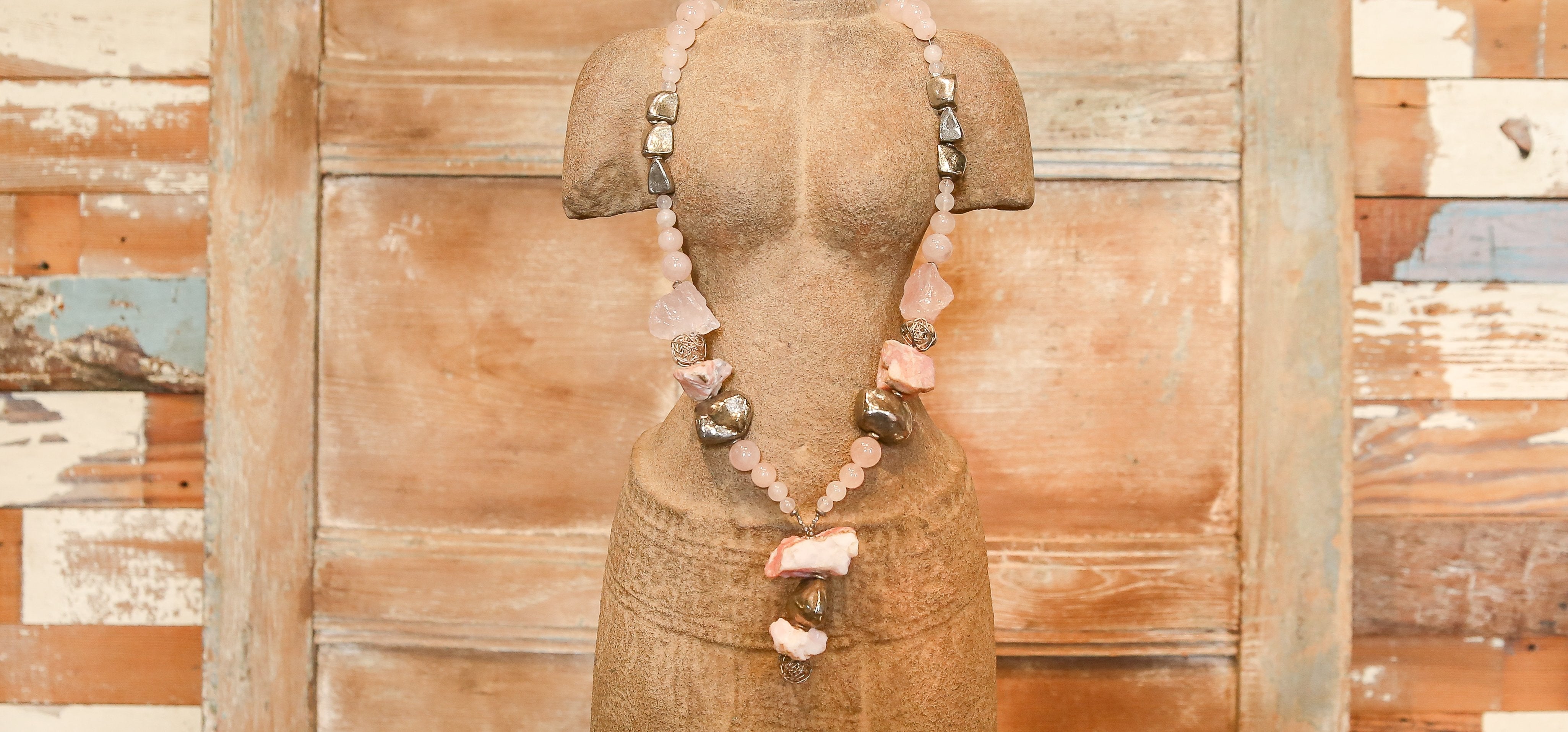 Vintage Rhodochrosite & Rose Quartz Nugget Necklace