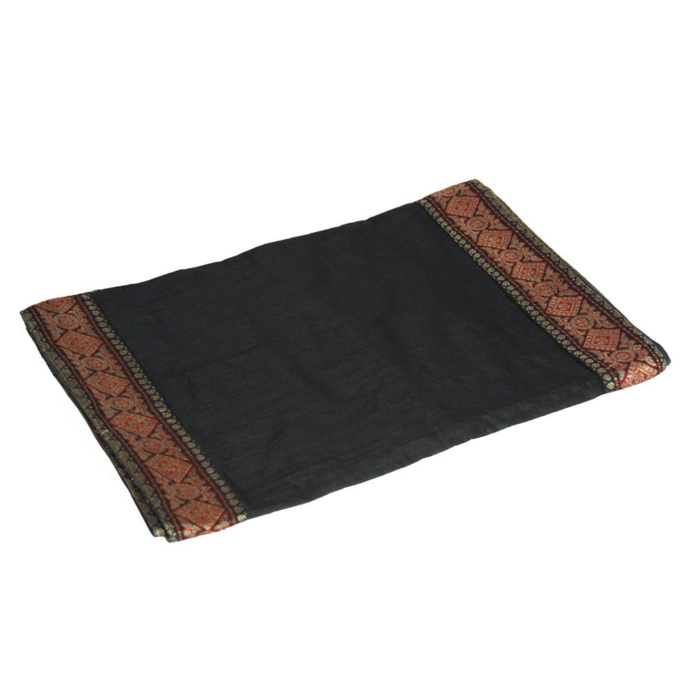 Diamond Bordered Ebony Heritage Silk Runner