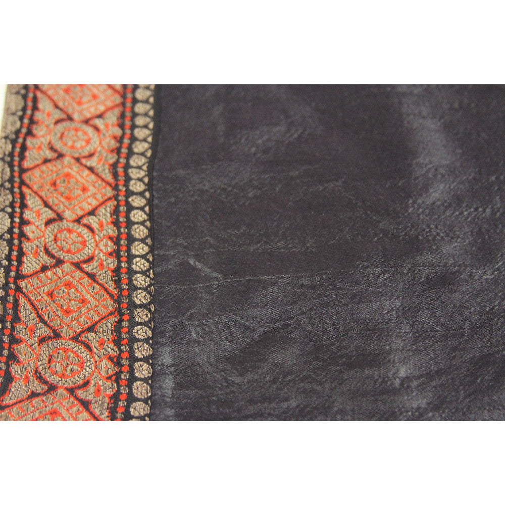 Diamond Bordered Ebony Heritage Silk Runner