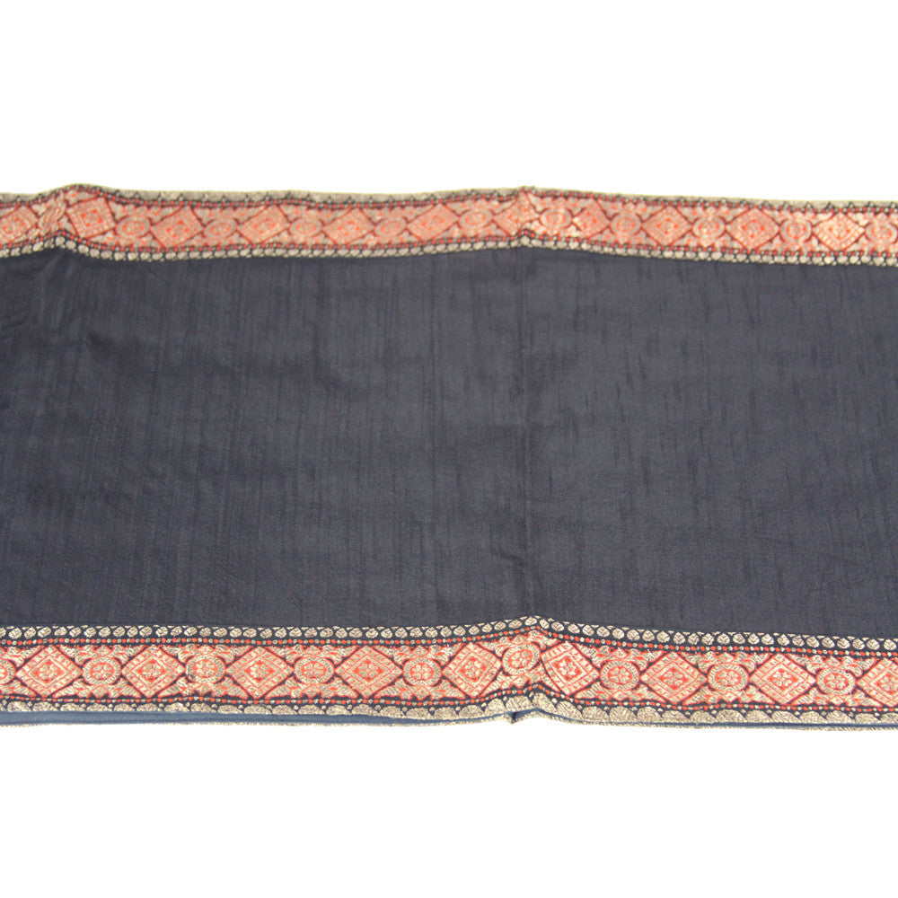 Diamond Bordered Ebony Heritage Silk Runner
