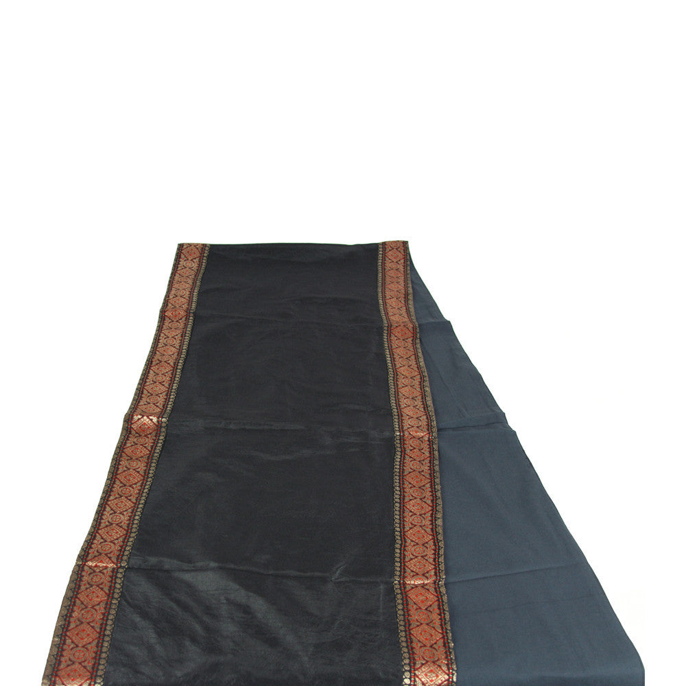 Diamond Bordered Ebony Heritage Silk Runner