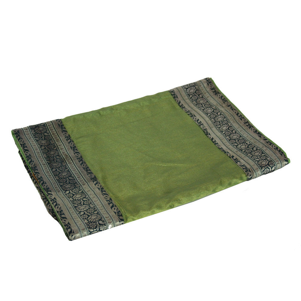Silver Foliage Bordered Jade Heritage Silk Runner