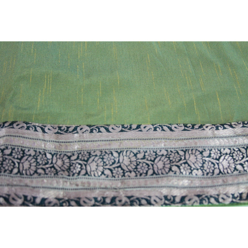 Silver Foliage Bordered Jade Heritage Silk Runner