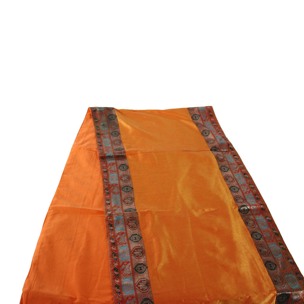 Hexagon Bordered Tangerine Heritage Silk Runner