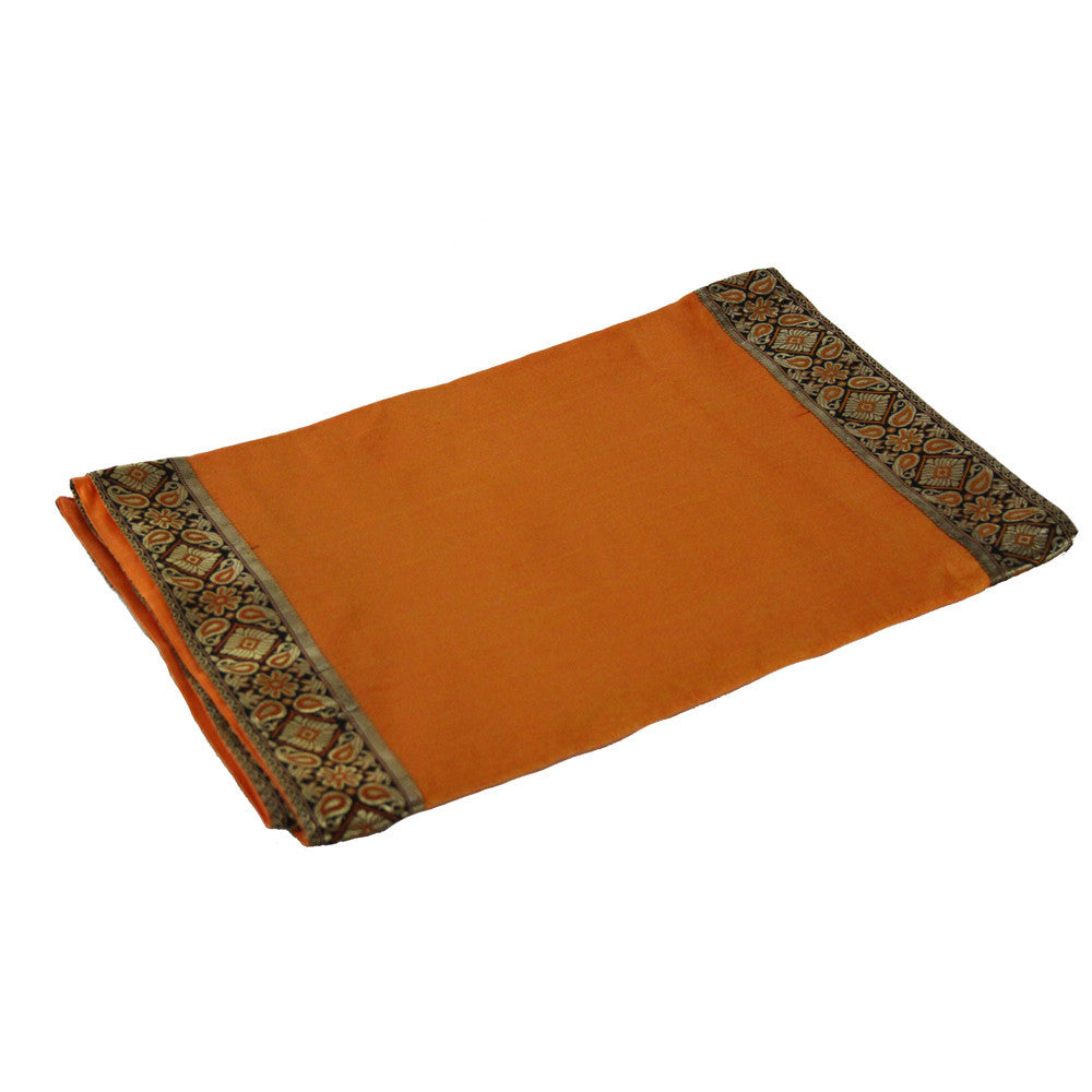 Ebony & Gold Bordered Tangerine Heritage Silk Runner
