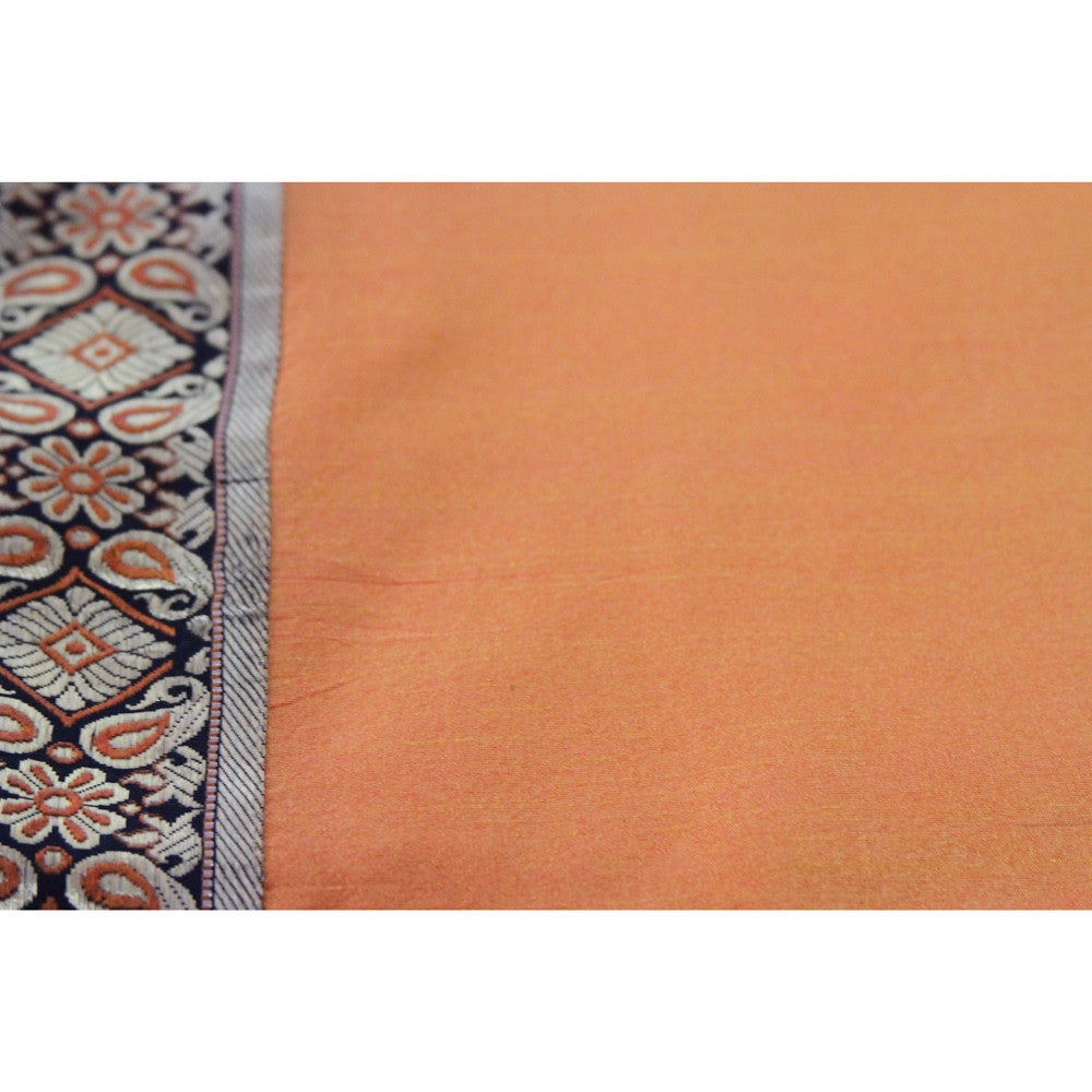 Ebony & Gold Bordered Tangerine Heritage Silk Runner