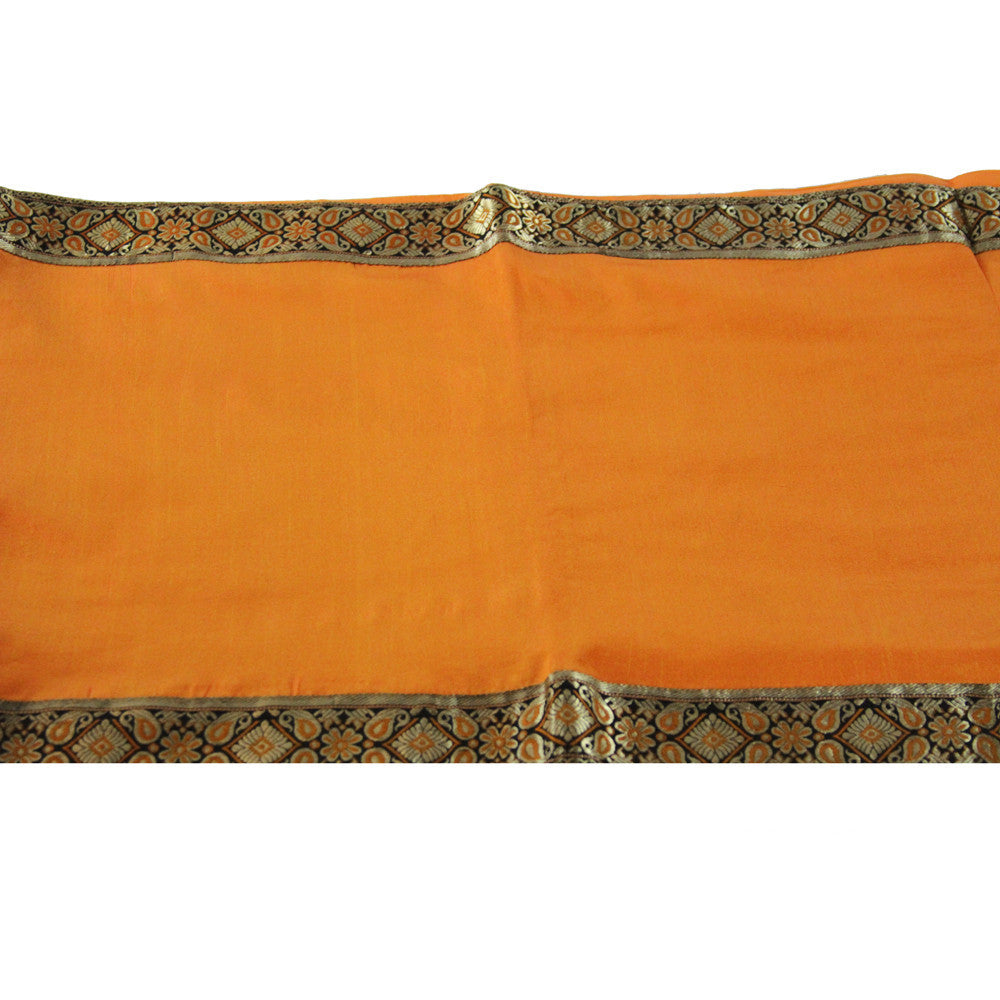 Ebony & Gold Bordered Tangerine Heritage Silk Runner