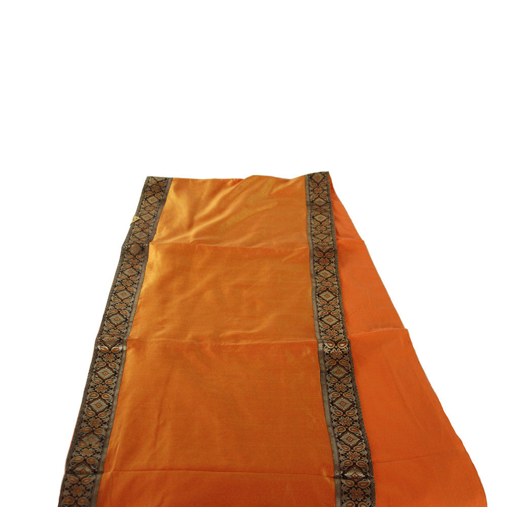 Ebony & Gold Bordered Tangerine Heritage Silk Runner