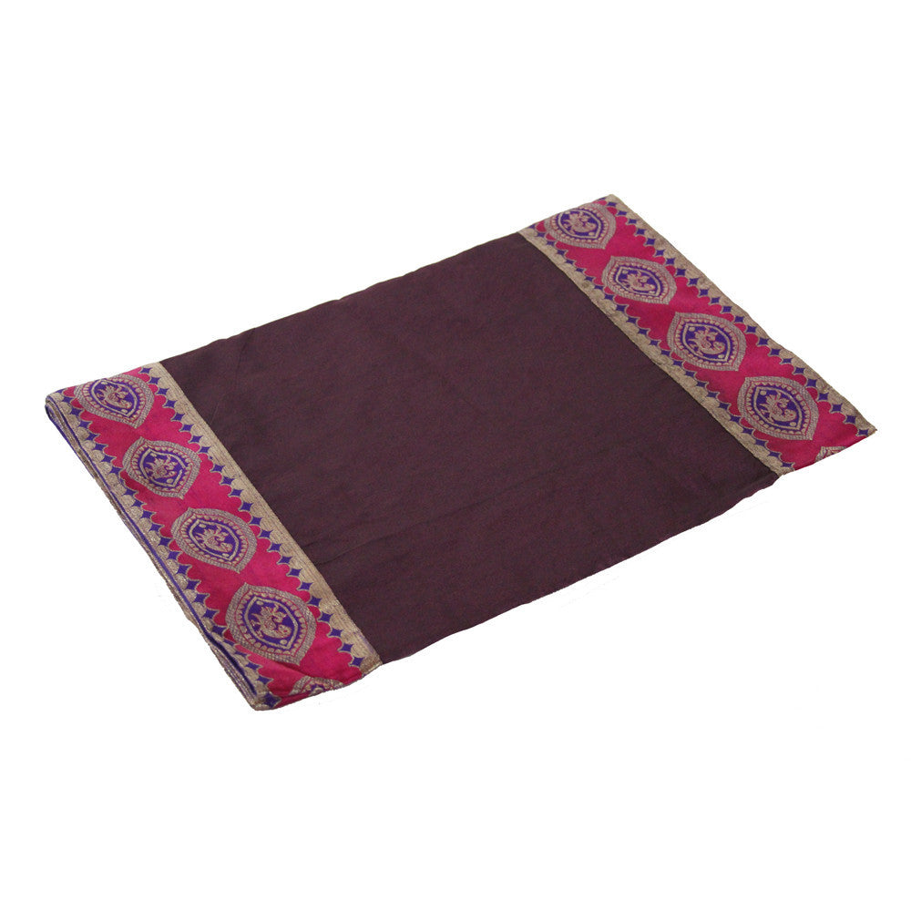 Almond Bordered Plum Heritage Silk Runner