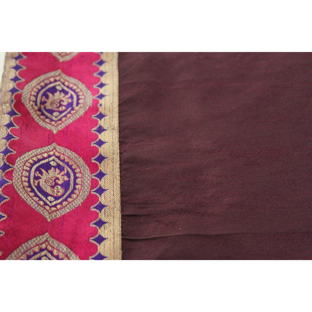 Almond Bordered Plum Heritage Silk Runner
