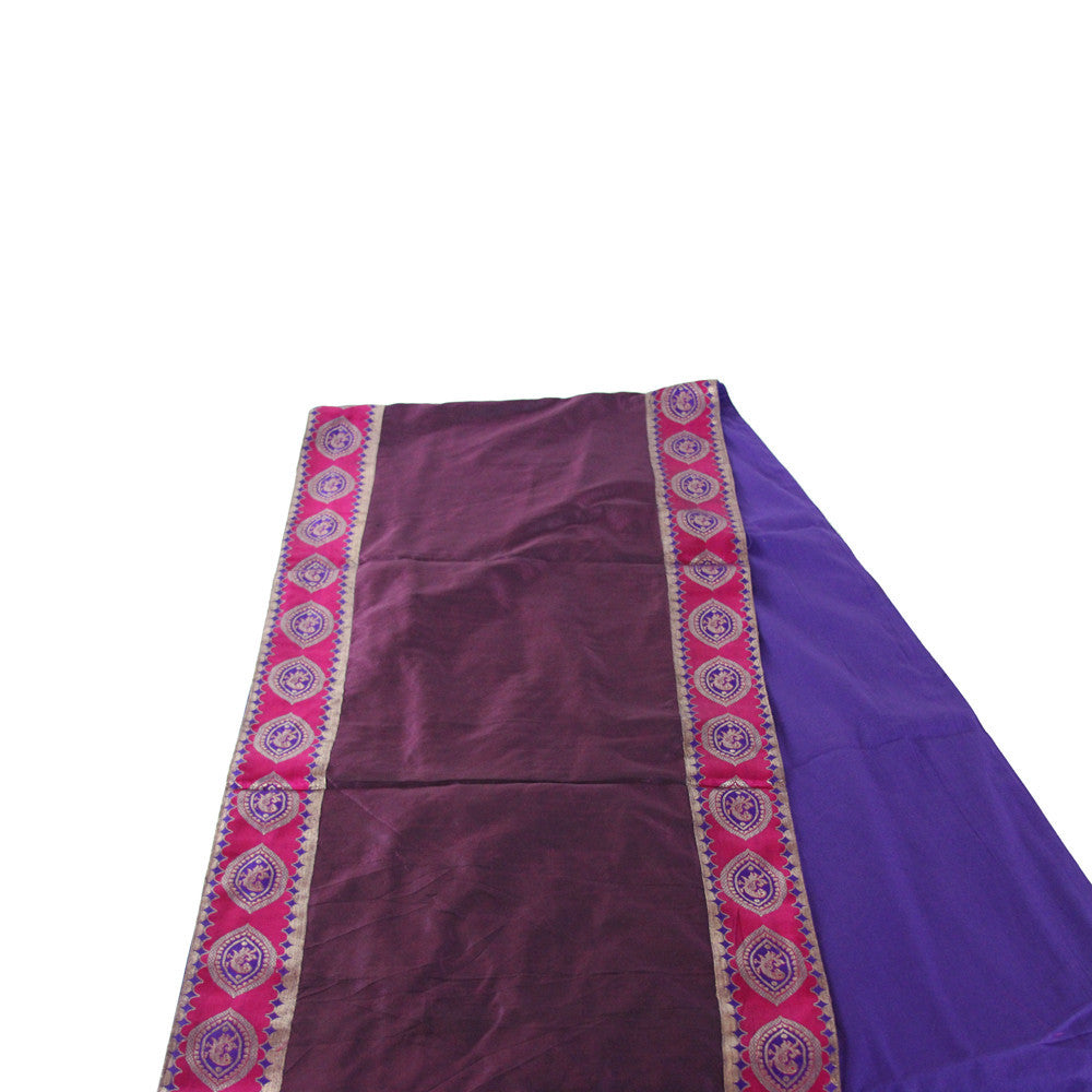 Almond Bordered Plum Heritage Silk Runner