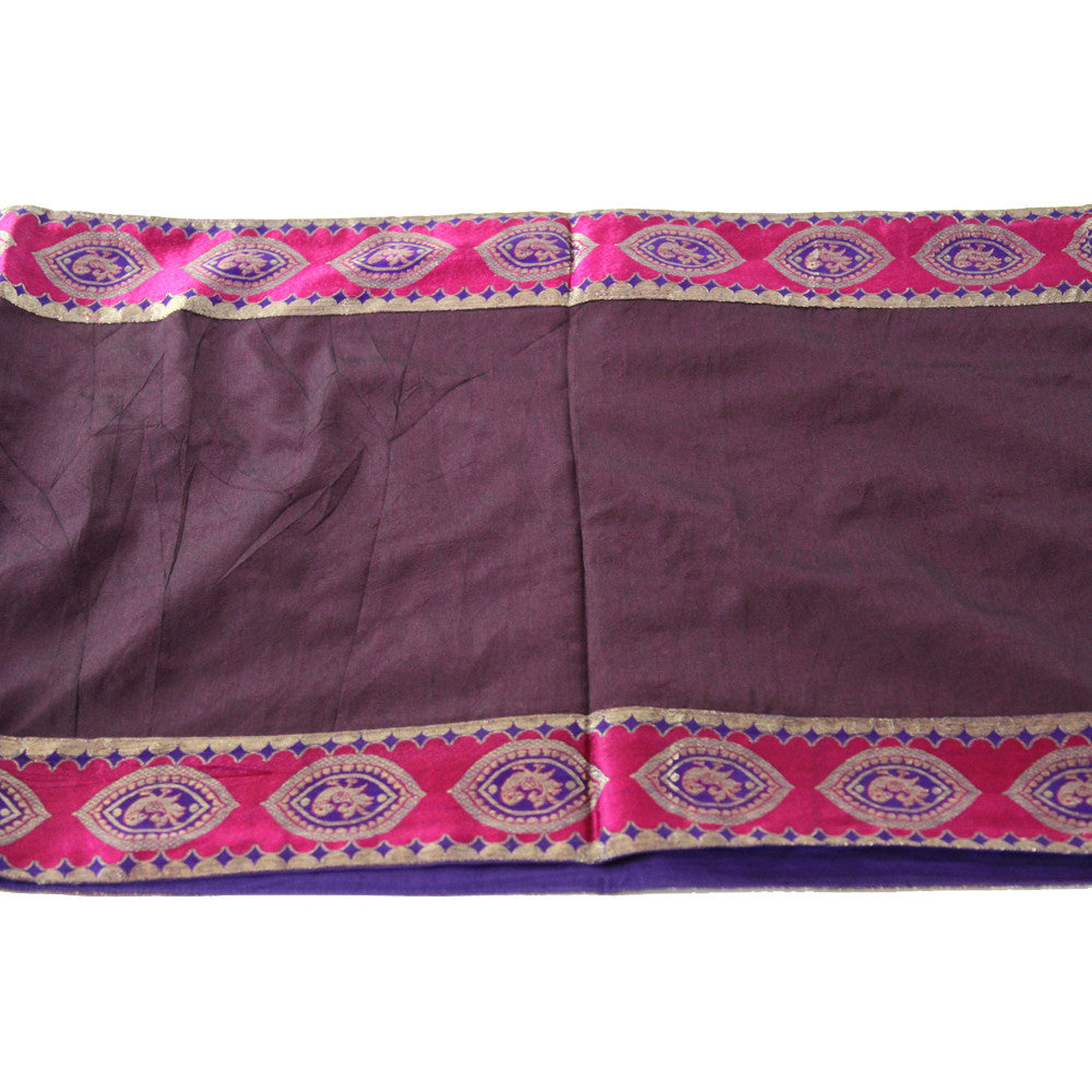 Almond Bordered Plum Heritage Silk Runner