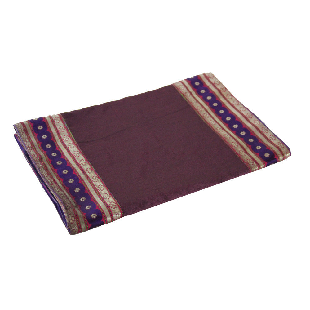 Floral Chain Bordered Plum Heritage Silk Runner
