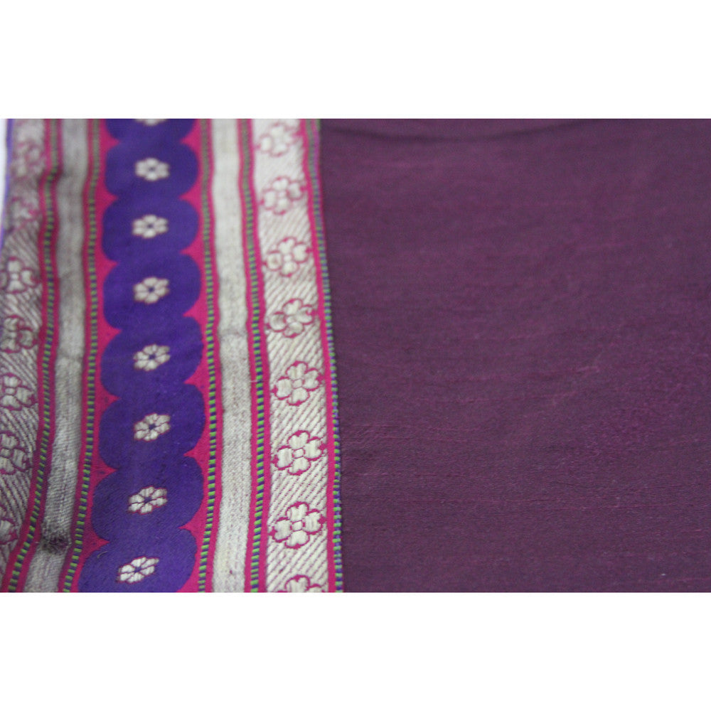 Floral Chain Bordered Plum Heritage Silk Runner