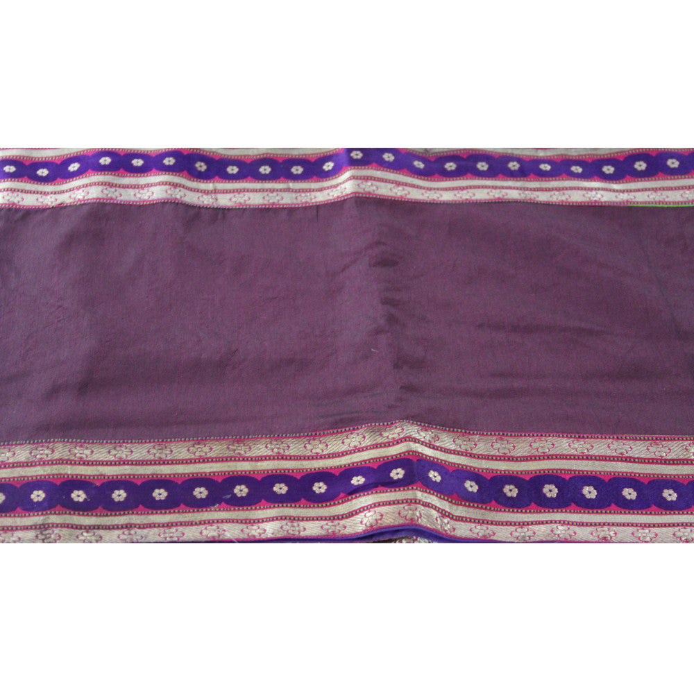 Floral Chain Bordered Plum Heritage Silk Runner