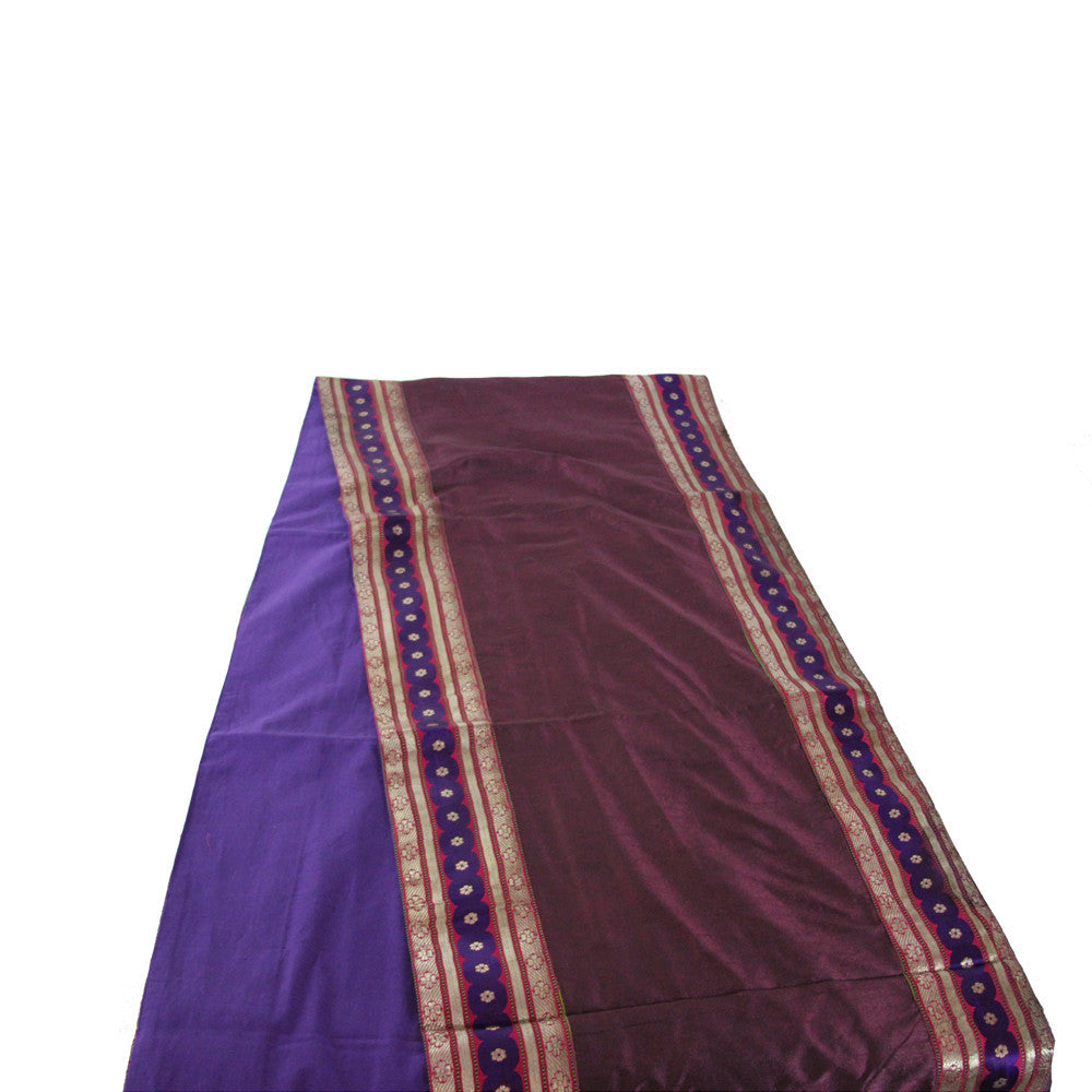 Floral Chain Bordered Plum Heritage Silk Runner