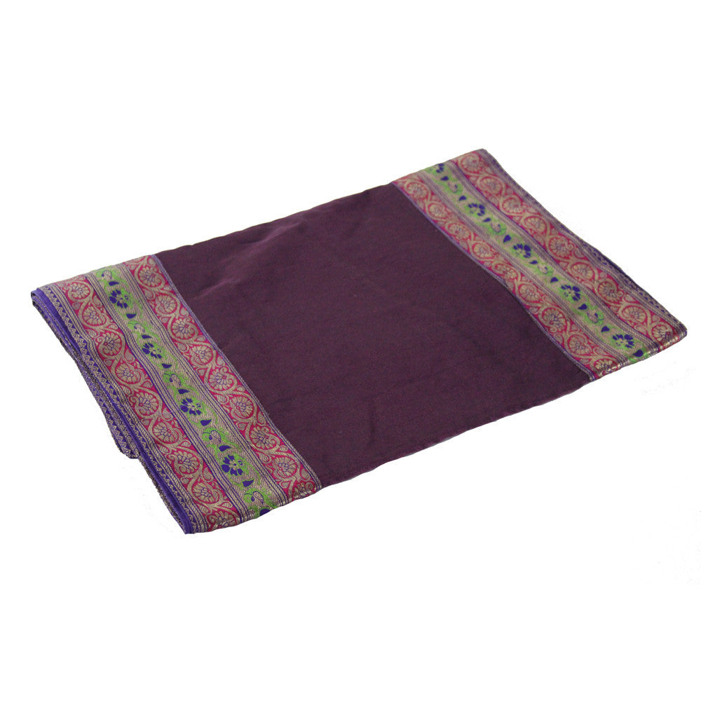 Flora Bordered Plum Heritage Silk Runner