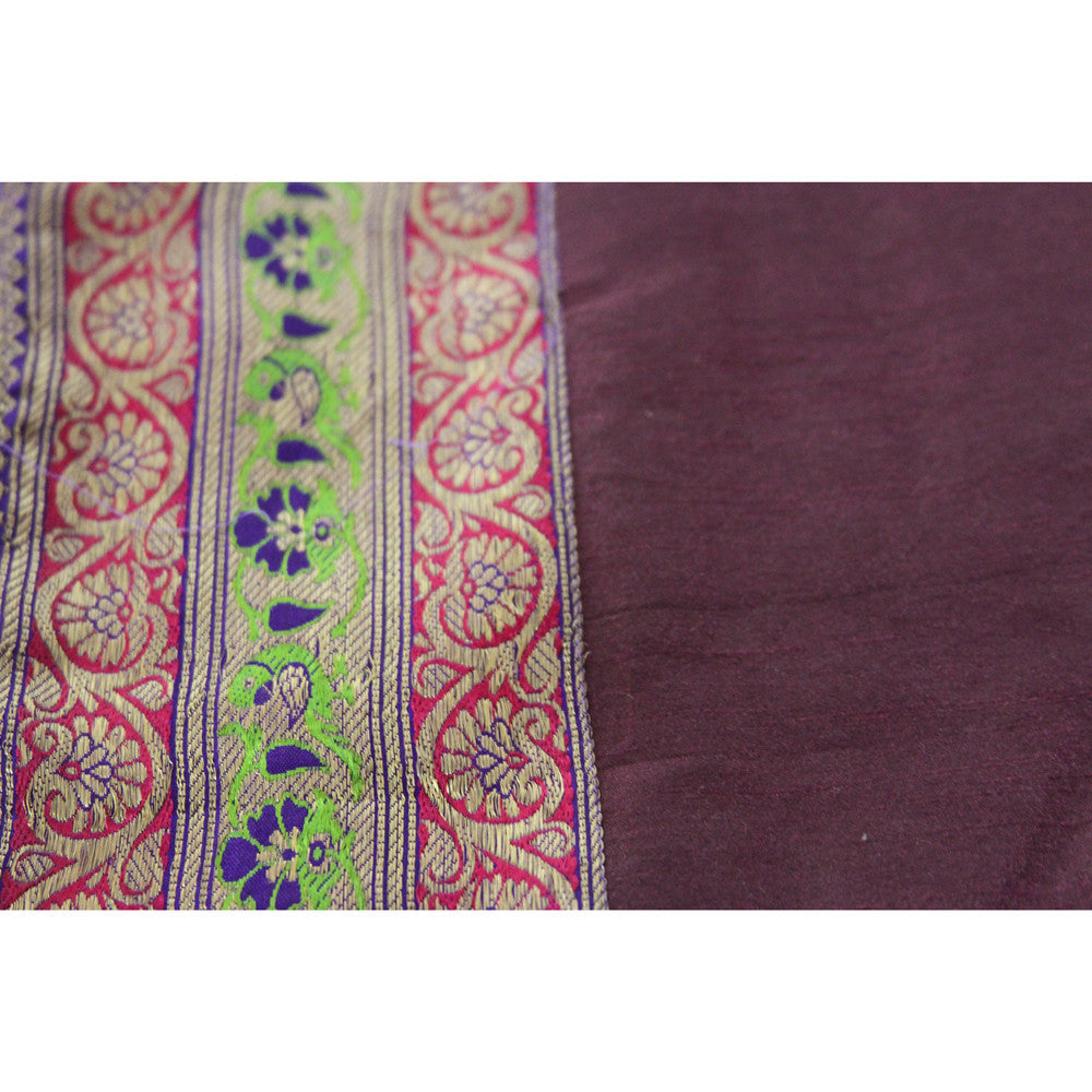Flora Bordered Plum Heritage Silk Runner