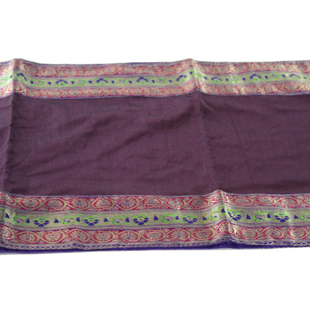 Flora Bordered Plum Heritage Silk Runner