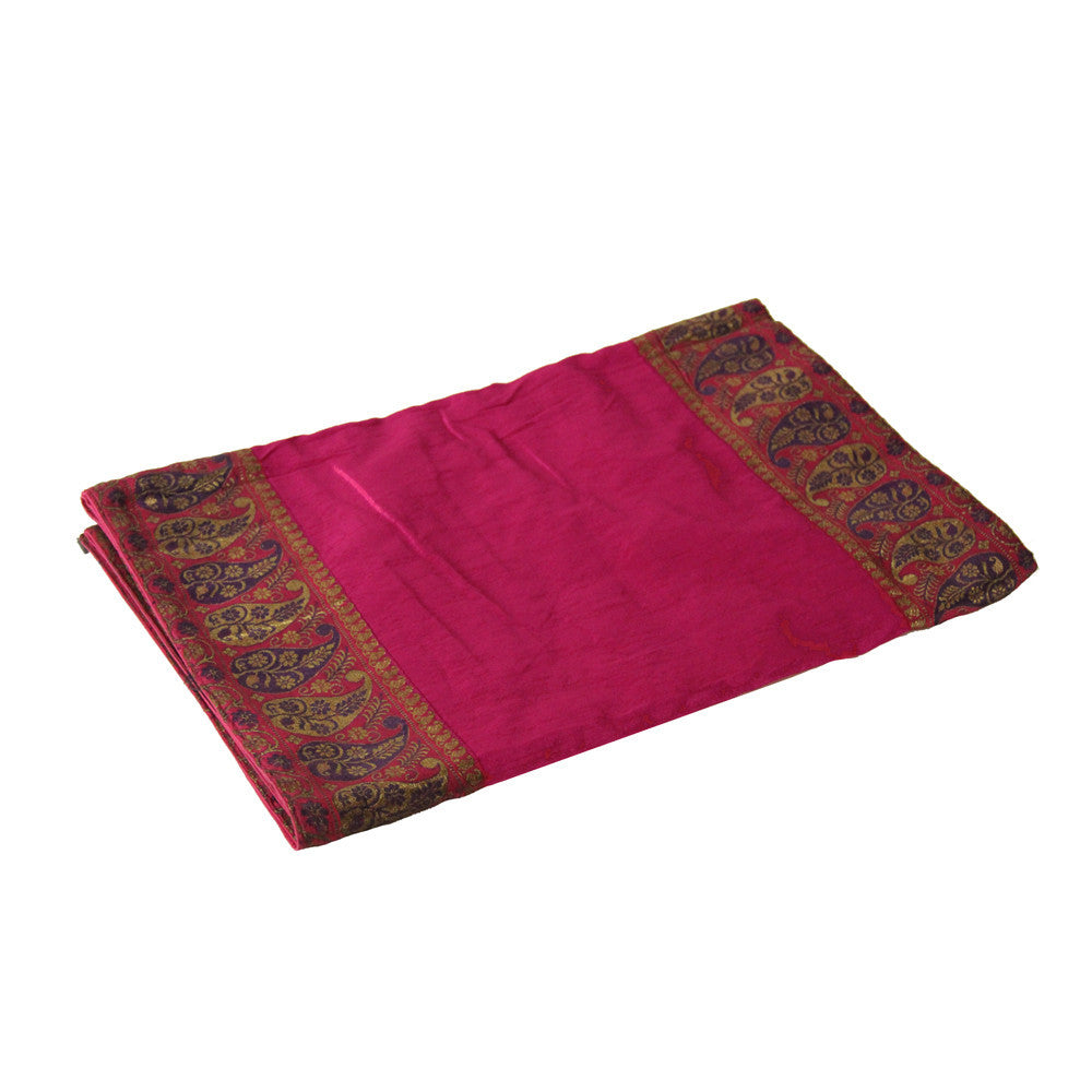 Paisley Bordered Fuchsia Heritage Silk Runner
