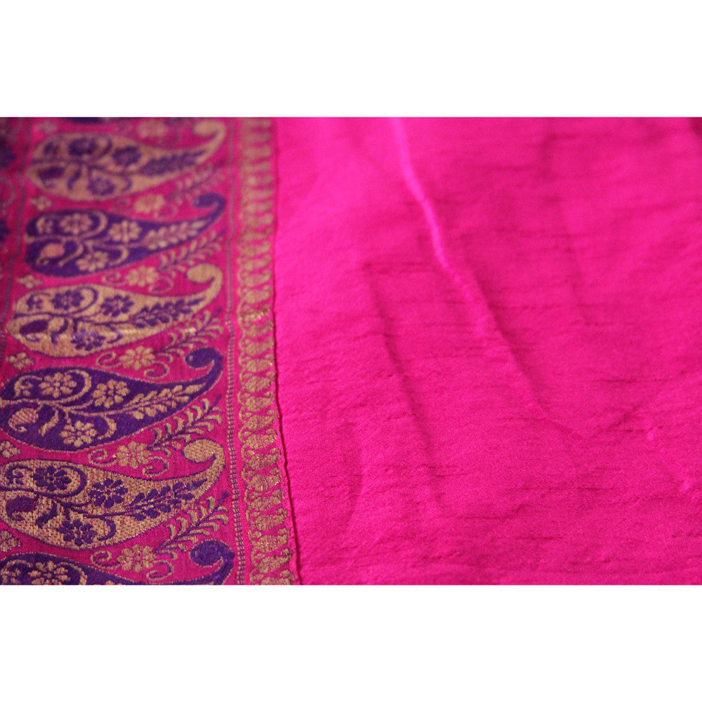 Paisley Bordered Fuchsia Heritage Silk Runner