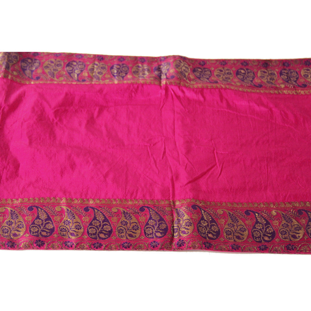Paisley Bordered Fuchsia Heritage Silk Runner