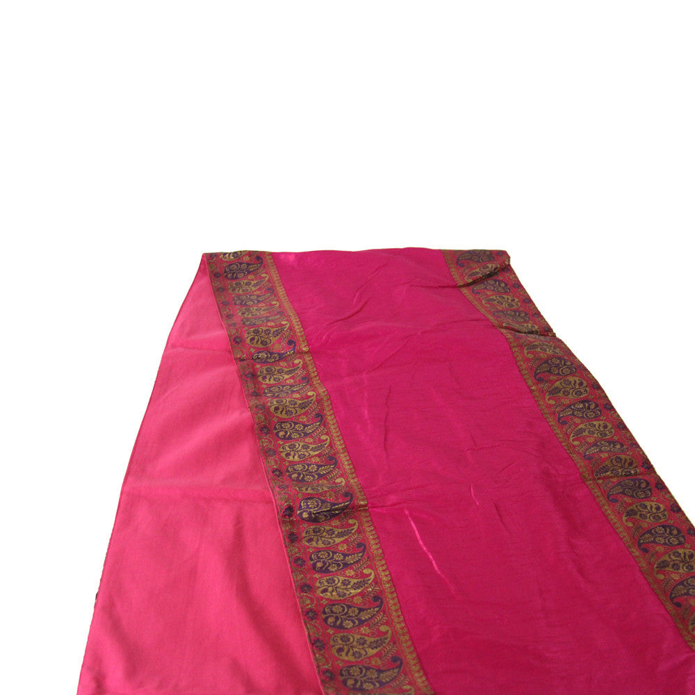Paisley Bordered Fuchsia Heritage Silk Runner
