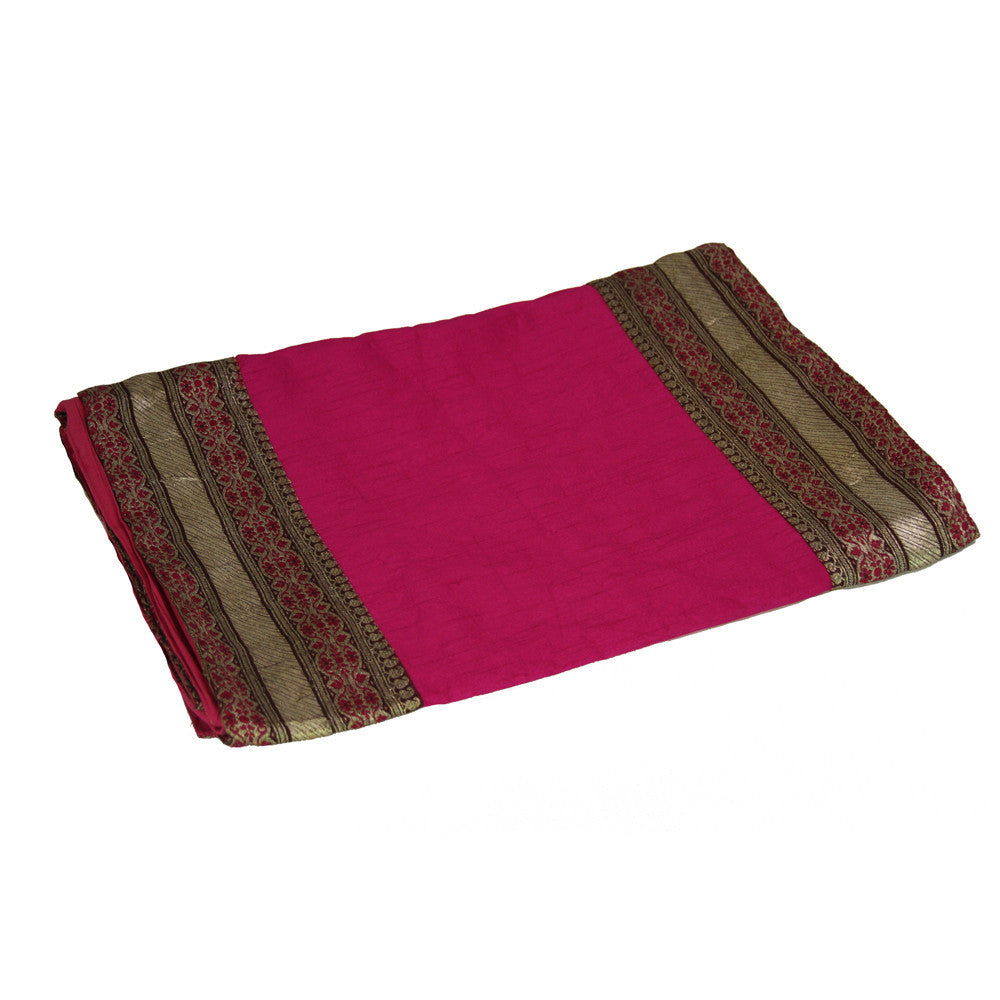 Floral Chain Bordered Fuchsia Heritage Silk Runner