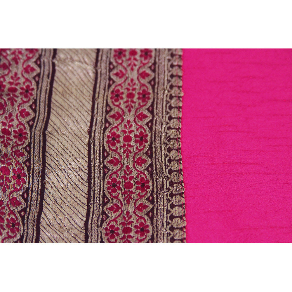 Floral Chain Bordered Fuchsia Heritage Silk Runner